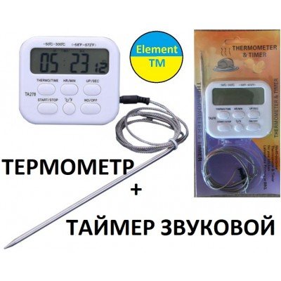 Термометр цифровой с таймером ТА-278 до 300 градусов 